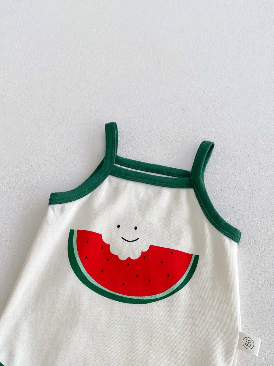 Baby Watermelon Jumpsuit - Lightweight Summer Baby Clothes With Sun Protection Hat - ZOOMNSTORE