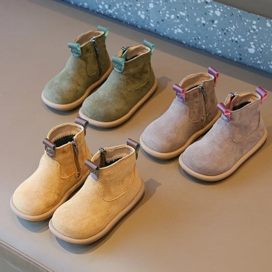 Baby Winter Boots - Kids Ankle Boots With Plush Lining, Zip Closure & Non Slip Sole - ZOOMNSTORE
