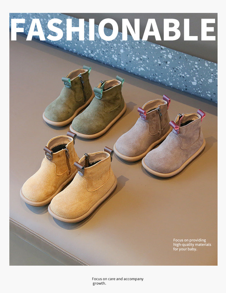 Baby Winter Boots - Kids Ankle Boots With Plush Lining, Zip Closure & Non Slip Sole - ZOOMNSTORE