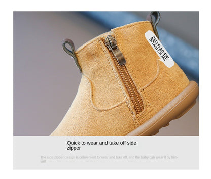 Baby Winter Boots - Kids Ankle Boots With Plush Lining, Zip Closure & Non Slip Sole - ZOOMNSTORE