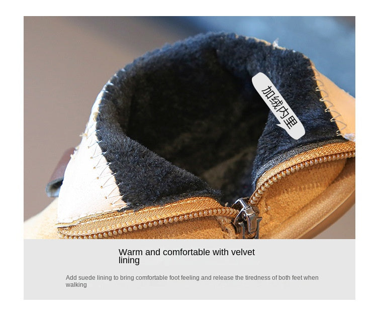 Baby Winter Boots - Kids Ankle Boots With Plush Lining, Zip Closure & Non Slip Sole - ZOOMNSTORE