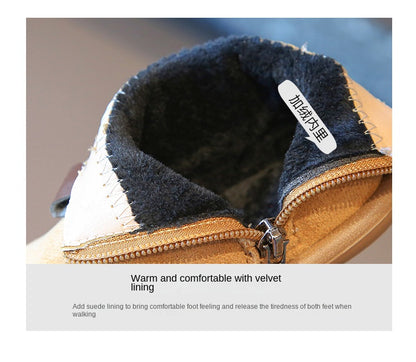 Baby Winter Boots - Kids Ankle Boots With Plush Lining, Zip Closure & Non Slip Sole - ZOOMNSTORE