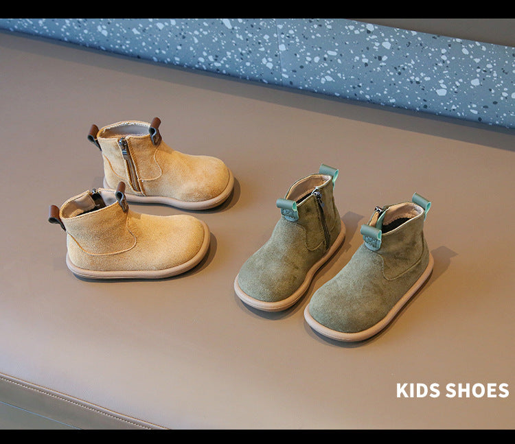 Baby Winter Boots - Kids Ankle Boots With Plush Lining, Zip Closure & Non Slip Sole - ZOOMNSTORE