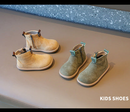 Baby Winter Boots - Kids Ankle Boots With Plush Lining, Zip Closure & Non Slip Sole - ZOOMNSTORE