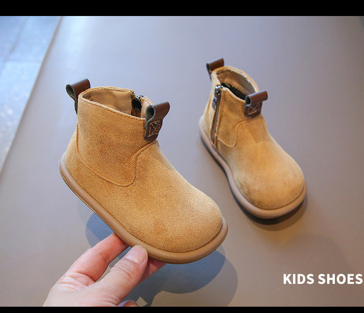 Baby Winter Boots - Kids Ankle Boots With Plush Lining, Zip Closure & Non Slip Sole - ZOOMNSTORE
