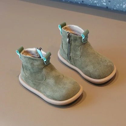 Baby Winter Boots - Kids Ankle Boots With Plush Lining, Zip Closure & Non Slip Sole - ZOOMNSTORE