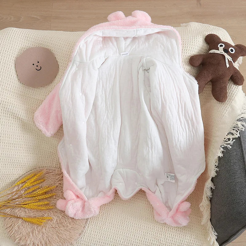 Baby Winter Clothes - Plush Baby Romper With Cute Cartoon Animal Prints For 0-2 Years - ZOOMNSTORE