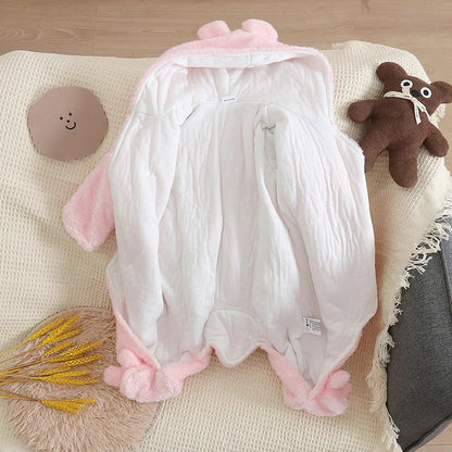 Baby Winter Clothes - Plush Baby Romper With Cute Cartoon Animal Prints For 0-2 Years - ZOOMNSTORE