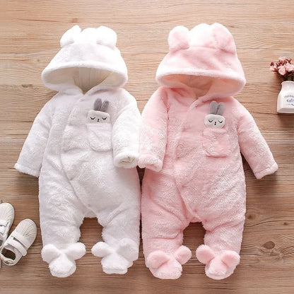 Baby Winter Clothes - Plush Baby Romper With Cute Cartoon Animal Prints For 0-2 Years - ZOOMNSTORE