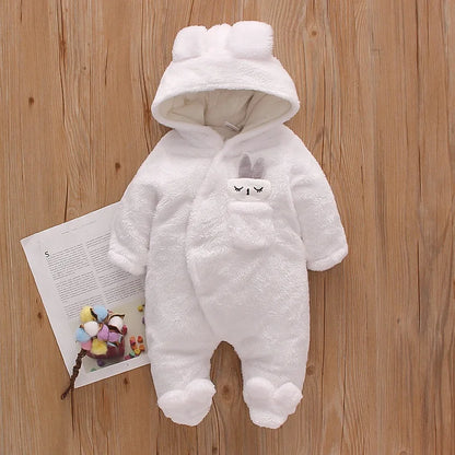 Baby Winter Clothes - Plush Baby Romper With Cute Cartoon Animal Prints For 0-2 Years - ZOOMNSTORE