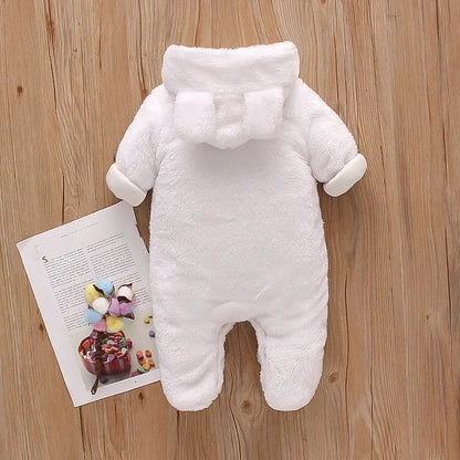 Baby Winter Clothes - Plush Baby Romper With Cute Cartoon Animal Prints For 0-2 Years - ZOOMNSTORE