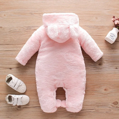 Baby Winter Clothes - Plush Baby Romper With Cute Cartoon Animal Prints For 0-2 Years - ZOOMNSTORE