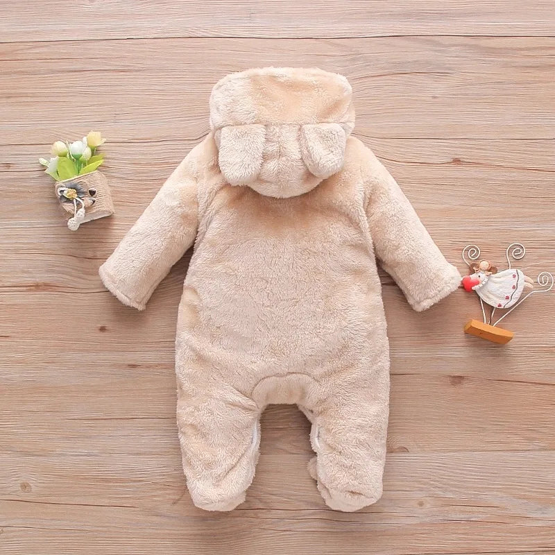 Baby Winter Clothes - Plush Baby Romper With Cute Cartoon Animal Prints For 0-2 Years - ZOOMNSTORE
