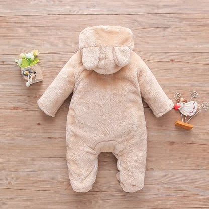 Baby Winter Clothes - Plush Baby Romper With Cute Cartoon Animal Prints For 0-2 Years - ZOOMNSTORE