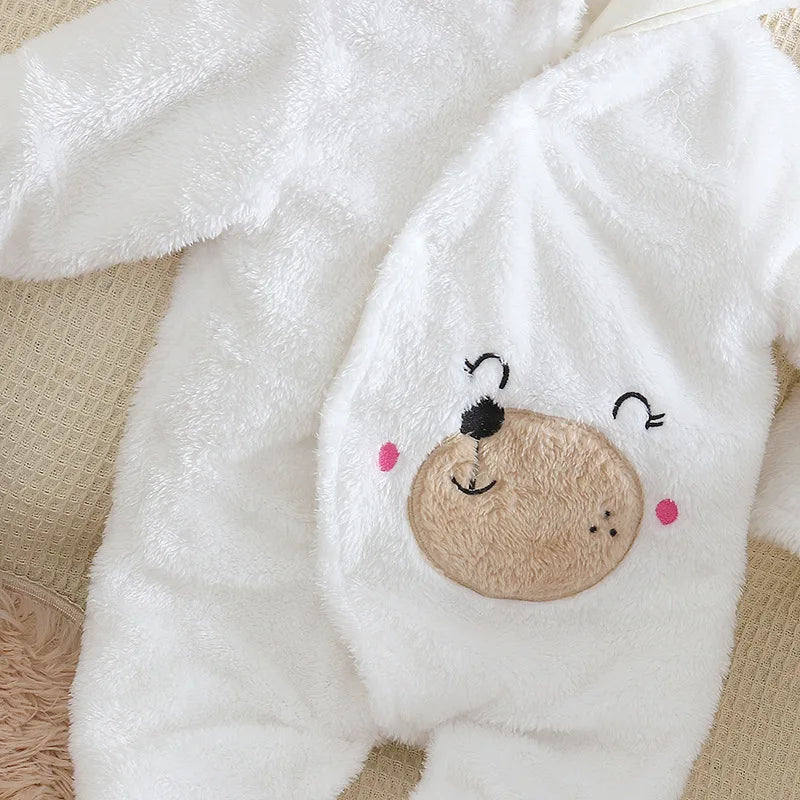 Baby Winter Clothes - Plush Baby Romper With Cute Cartoon Animal Prints For 0-2 Years - ZOOMNSTORE