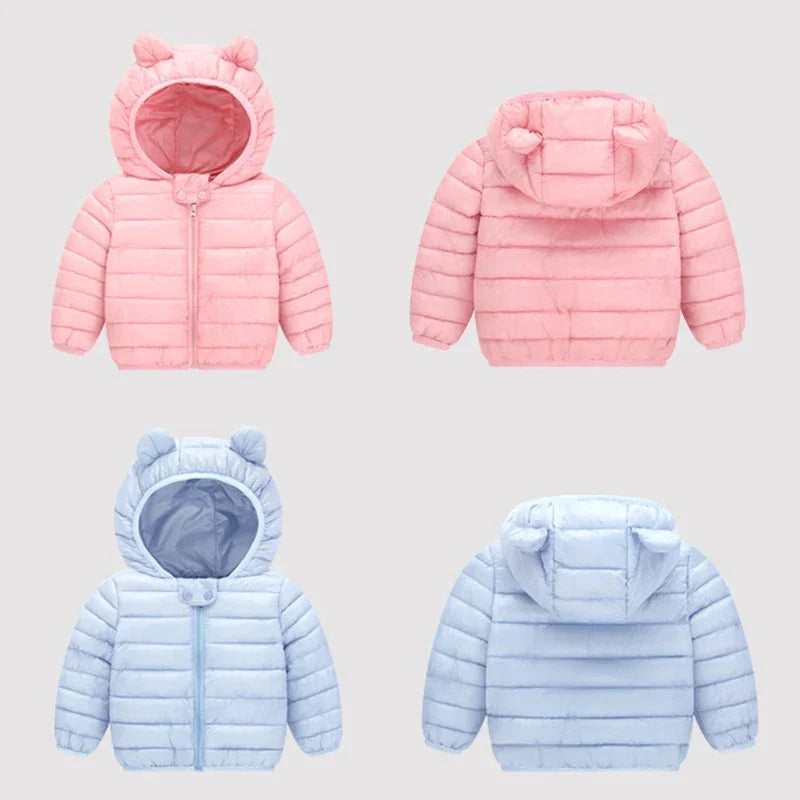 Baby Winter Coat - Lightweight Toddler Down Jacket with Ear Hoodie & Zipper Closure - ZOOMNSTORE