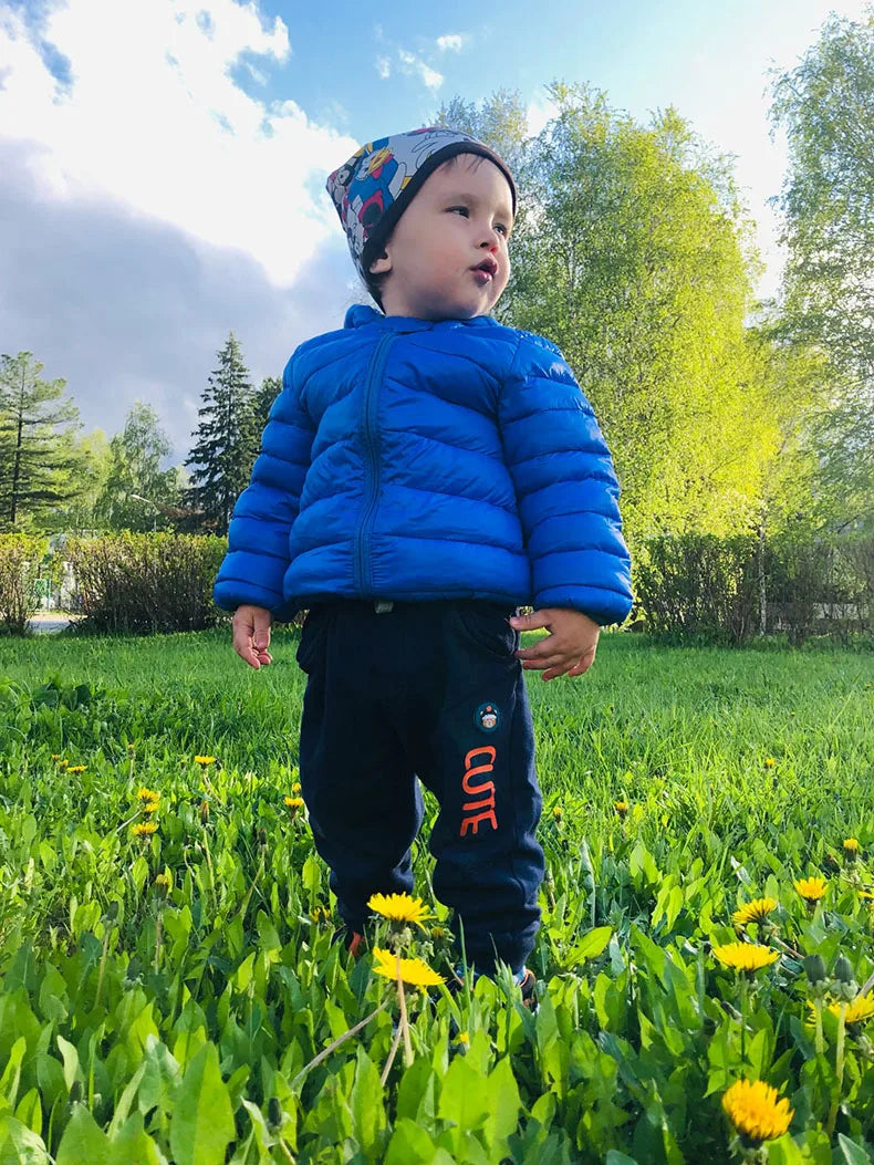 Baby Winter Coat - Lightweight Toddler Down Jacket with Ear Hoodie & Zipper Closure - ZOOMNSTORE