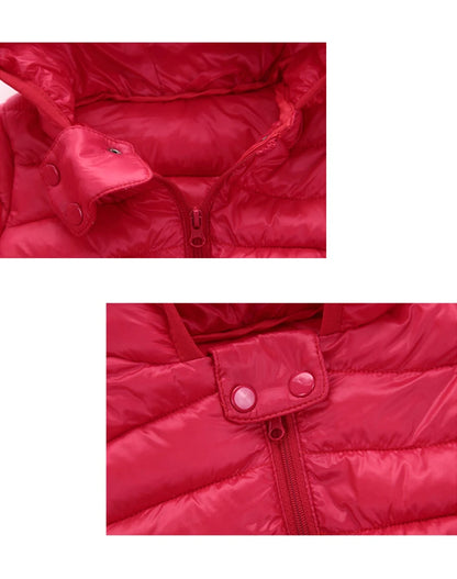 Baby Winter Coat - Lightweight Toddler Down Jacket with Ear Hoodie & Zipper Closure - ZOOMNSTORE