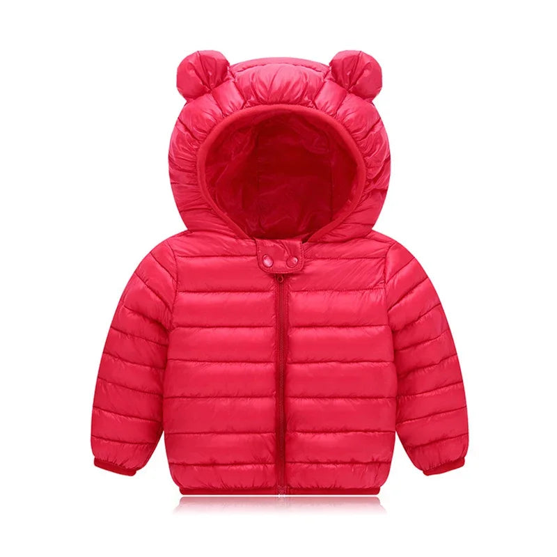 Baby Winter Coat - Lightweight Toddler Down Jacket with Ear Hoodie & Zipper Closure - ZOOMNSTORE