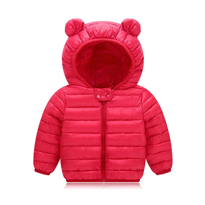Baby Winter Coat - Lightweight Toddler Down Jacket with Ear Hoodie & Zipper Closure - ZOOMNSTORE