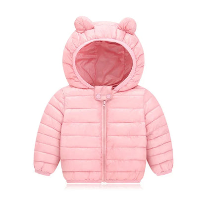 Baby Winter Coat - Lightweight Toddler Down Jacket with Ear Hoodie & Zipper Closure - ZOOMNSTORE