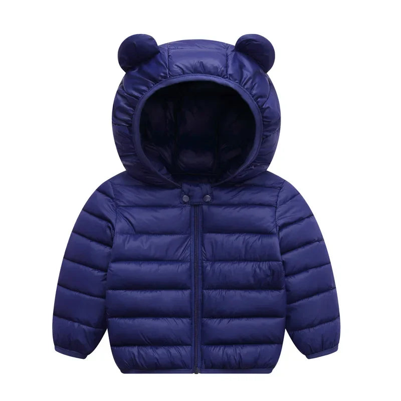Baby Winter Coat - Lightweight Toddler Down Jacket with Ear Hoodie & Zipper Closure - ZOOMNSTORE