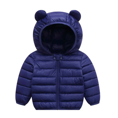 Baby Winter Coat - Lightweight Toddler Down Jacket with Ear Hoodie & Zipper Closure - ZOOMNSTORE