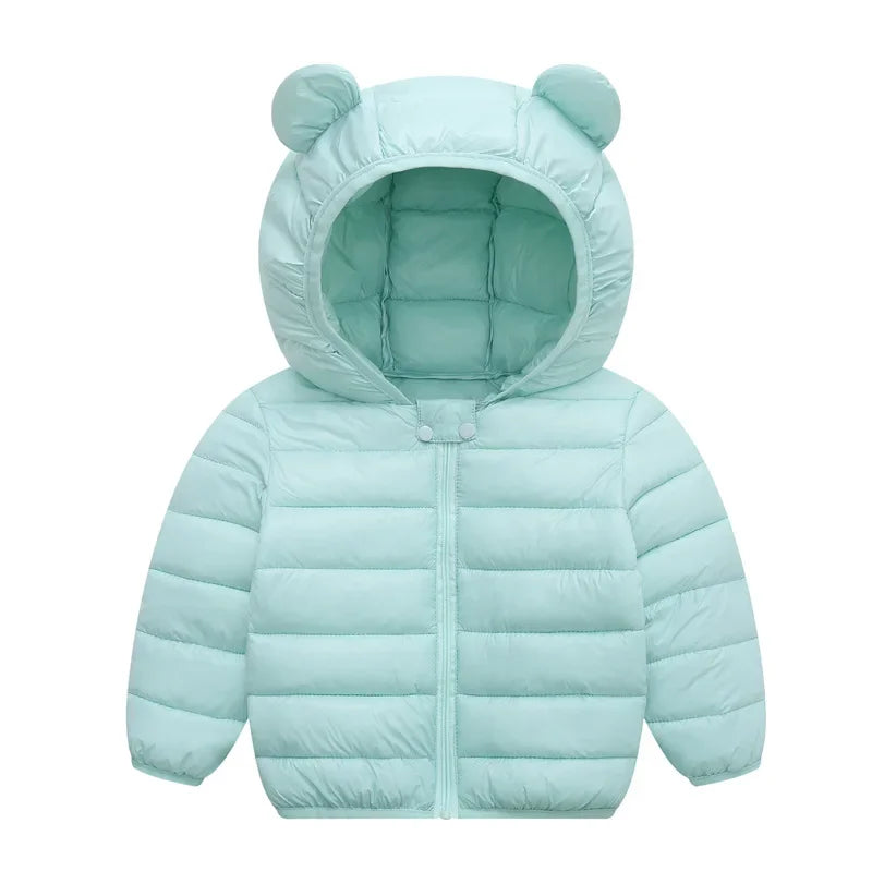 Baby Winter Coat - Lightweight Toddler Down Jacket with Ear Hoodie & Zipper Closure - ZOOMNSTORE