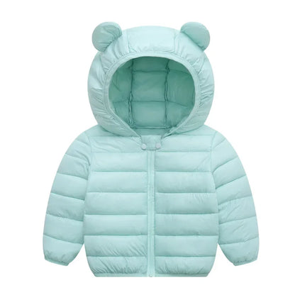 Baby Winter Coat - Lightweight Toddler Down Jacket with Ear Hoodie & Zipper Closure - ZOOMNSTORE
