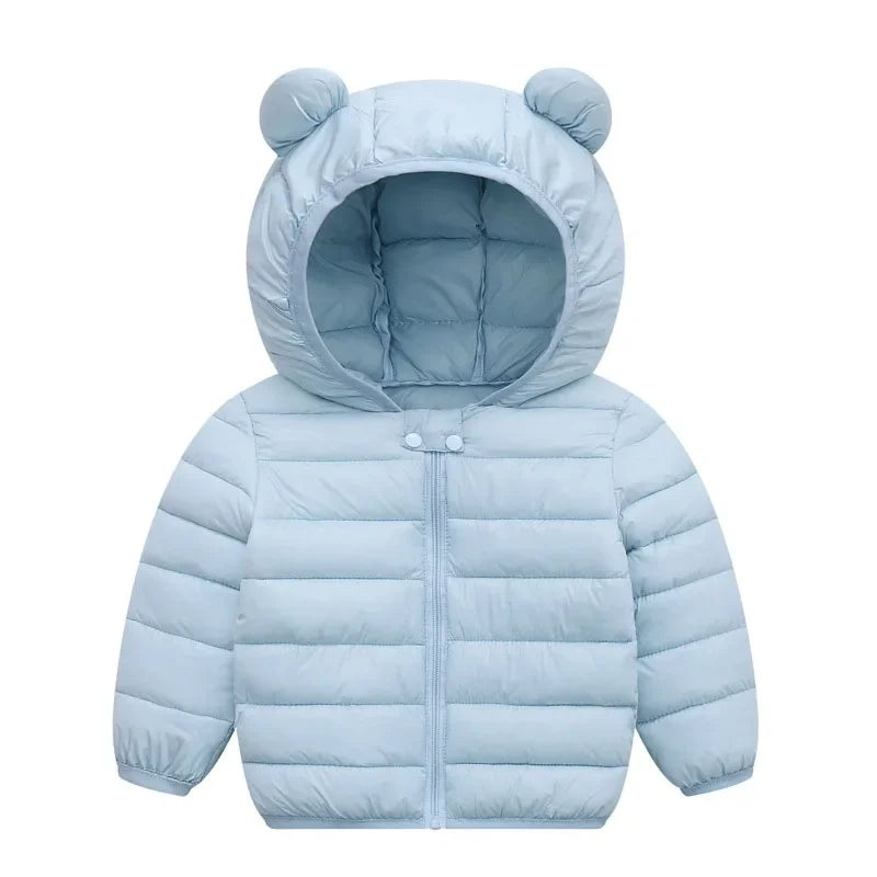 Baby Winter Coat - Lightweight Toddler Down Jacket with Ear Hoodie & Zipper Closure - ZOOMNSTORE