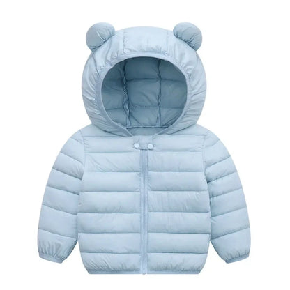 Baby Winter Coat - Lightweight Toddler Down Jacket with Ear Hoodie & Zipper Closure - ZOOMNSTORE