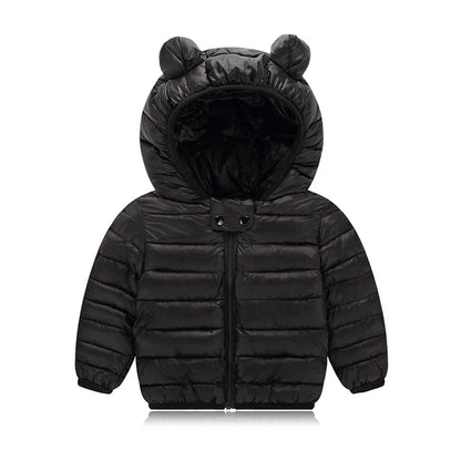 Baby Winter Coat - Lightweight Toddler Down Jacket with Ear Hoodie & Zipper Closure - ZOOMNSTORE