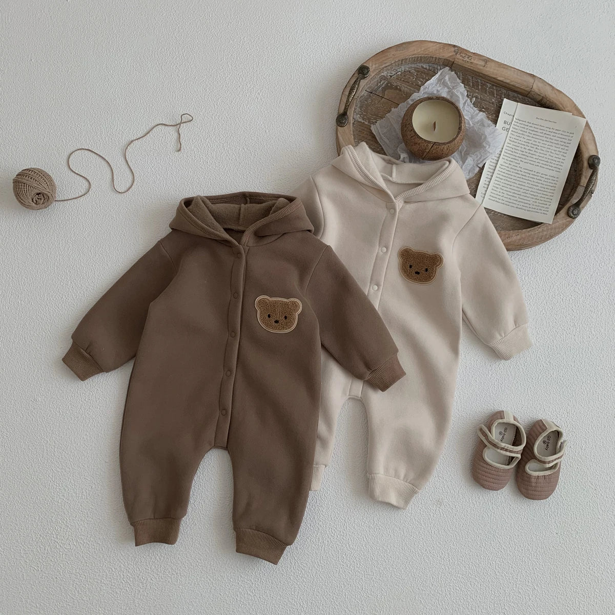 Baby Winter Jumpsuit - Newborn Baby Clothes Cute Bear Hooded Romper 0-2 Years - ZOOMNSTORE