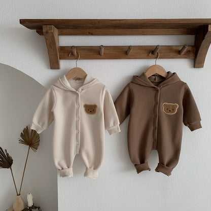 Baby Winter Jumpsuit - Newborn Baby Clothes Cute Bear Hooded Romper 0-2 Years - ZOOMNSTORE
