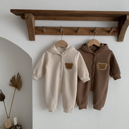 Baby Winter Jumpsuit - Newborn Baby Clothes Cute Bear Hooded Romper 0-2 Years - ZOOMNSTORE