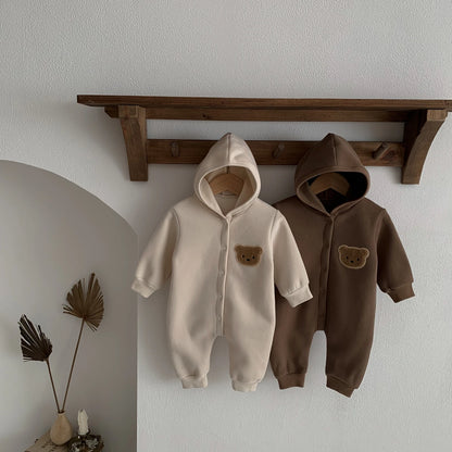 Baby Winter Jumpsuit - Newborn Baby Clothes Cute Bear Hooded Romper 0-2 Years - ZOOMNSTORE
