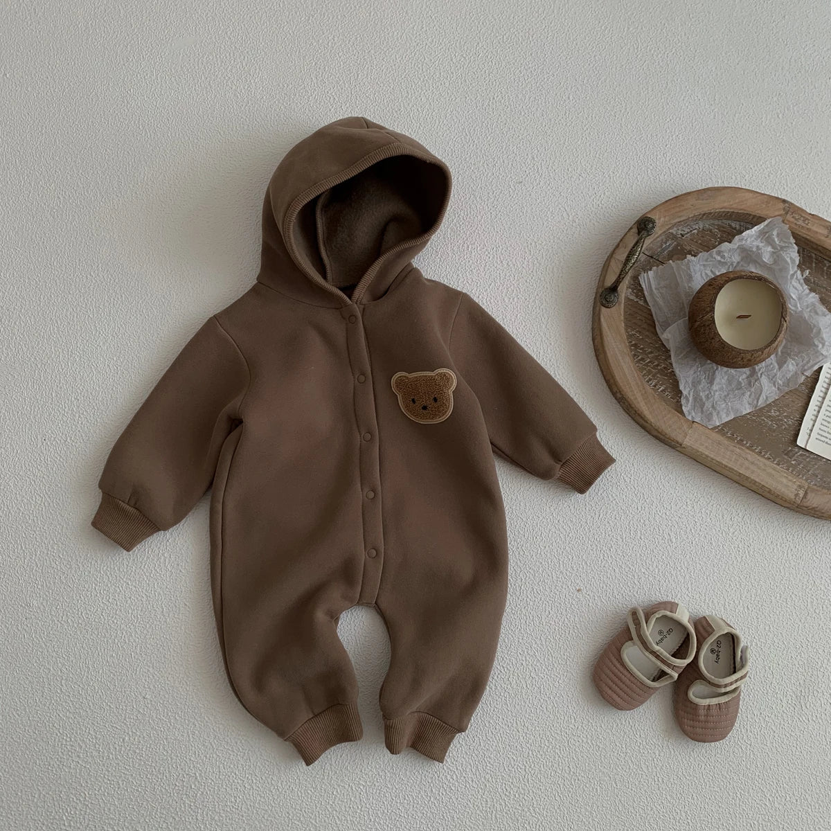 Baby Winter Jumpsuit - Newborn Baby Clothes Cute Bear Hooded Romper 0-2 Years - ZOOMNSTORE