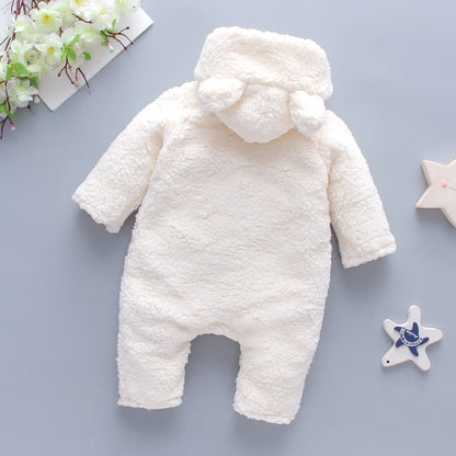 Baby Winter Jumpsuit - Thickened Cartoon Bear Romper For Girls 0-1 Year - ZOOMNSTORE