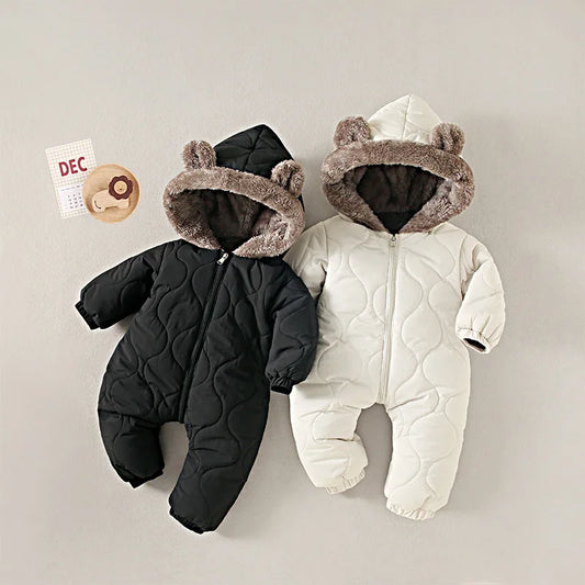 Baby Winter Jumpsuit - Toddler Winter Clothing Hooded Velvet Romper with Fur Lining - ZOOMNSTORE