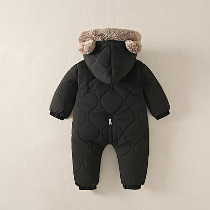 Baby Winter Jumpsuit - Toddler Winter Clothing Hooded Velvet Romper with Fur Lining - ZOOMNSTORE