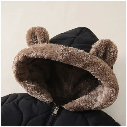 Baby Winter Jumpsuit - Toddler Winter Clothing Hooded Velvet Romper with Fur Lining - ZOOMNSTORE
