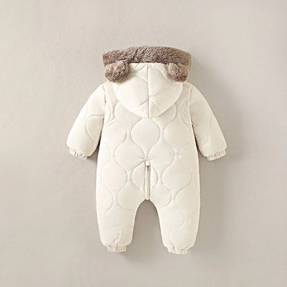 Baby Winter Jumpsuit - Toddler Winter Clothing Hooded Velvet Romper with Fur Lining - ZOOMNSTORE