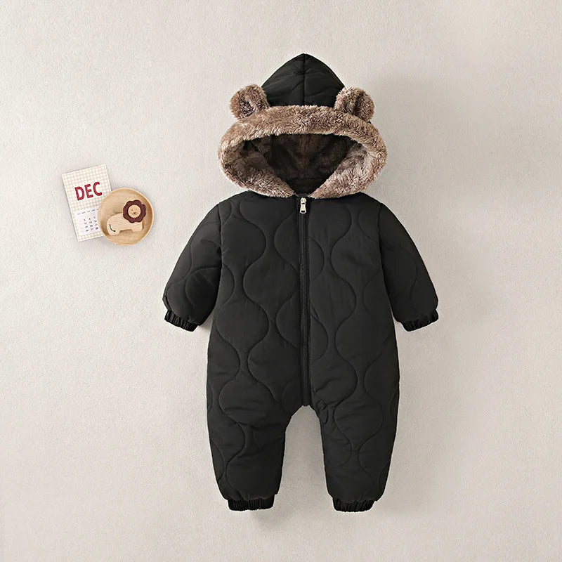 Baby Winter Jumpsuit - Toddler Winter Clothing Hooded Velvet Romper with Fur Lining - ZOOMNSTORE