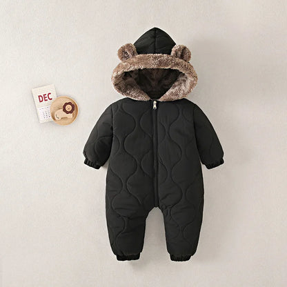 Baby Winter Jumpsuit - Toddler Winter Clothing Hooded Velvet Romper with Fur Lining - ZOOMNSTORE
