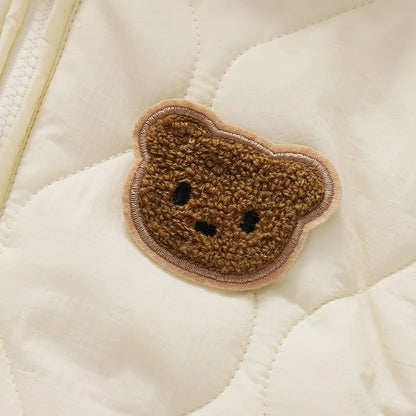Baby Winter Romper - Fur Lined Cartoon Bear Infant Jumpsuit With Hooded Warm Outfit - ZOOMNSTORE