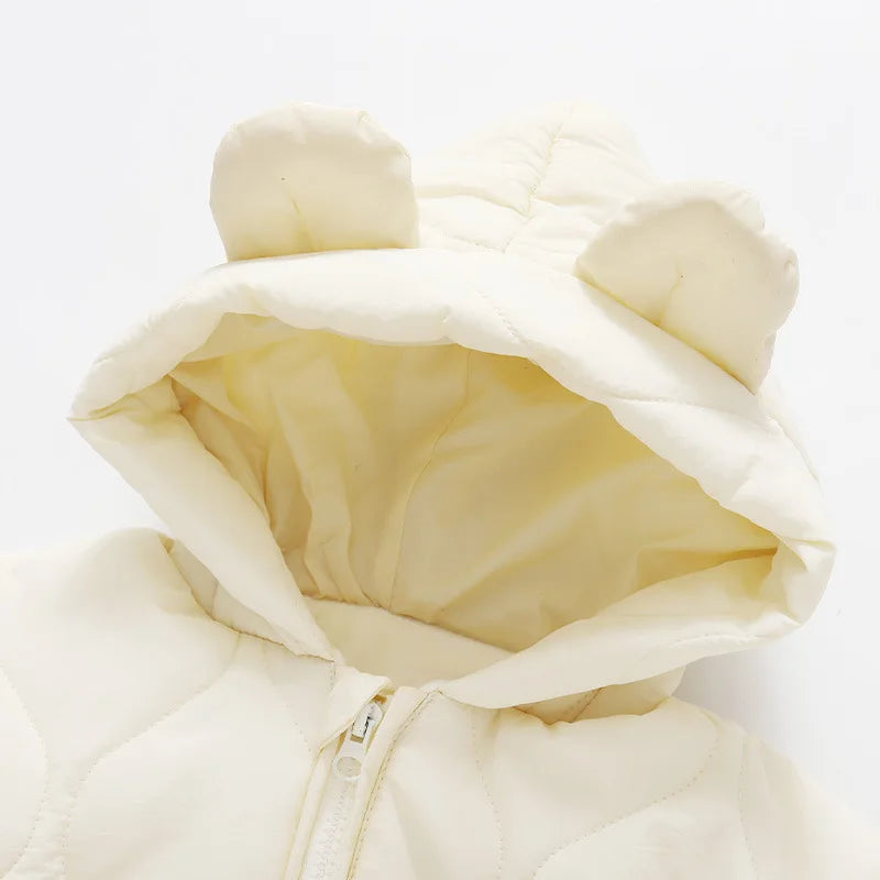 Baby Winter Romper - Fur Lined Cartoon Bear Infant Jumpsuit With Hooded Warm Outfit - ZOOMNSTORE