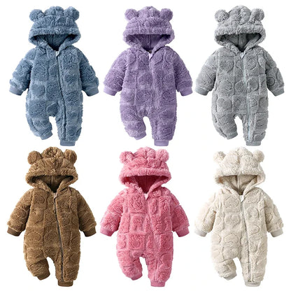 Baby Winter Romper - Hooded Arctic Velvet Fabric 0-18 Months Infant Warm Clothing - ZOOMNSTORE