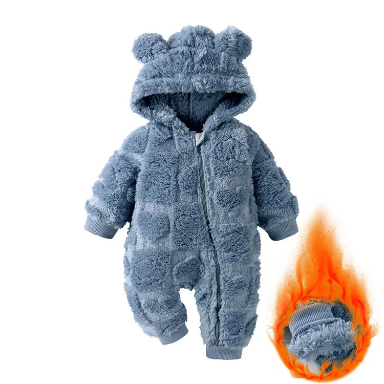 Baby Winter Romper - Hooded Arctic Velvet Fabric 0-18 Months Infant Warm Clothing - ZOOMNSTORE