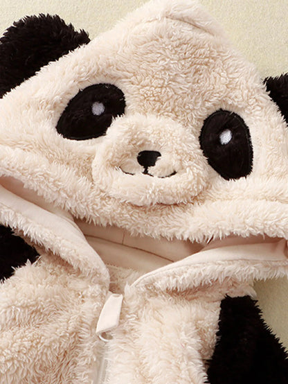 Baby Winter Romper - Newborn Panda Animal Hooded Jumpsuit 0-36 Months Soft Pajamas - ZOOMNSTORE