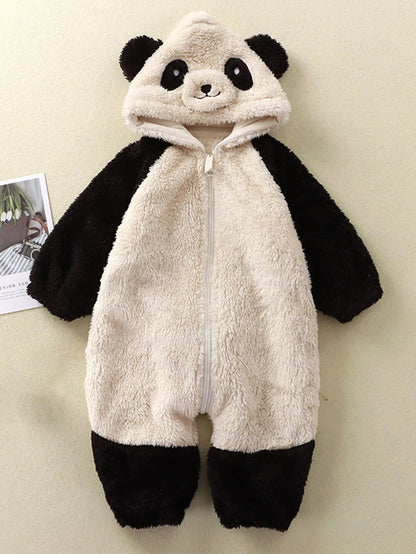 Baby Winter Romper - Newborn Panda Animal Hooded Jumpsuit 0-36 Months Soft Pajamas - ZOOMNSTORE